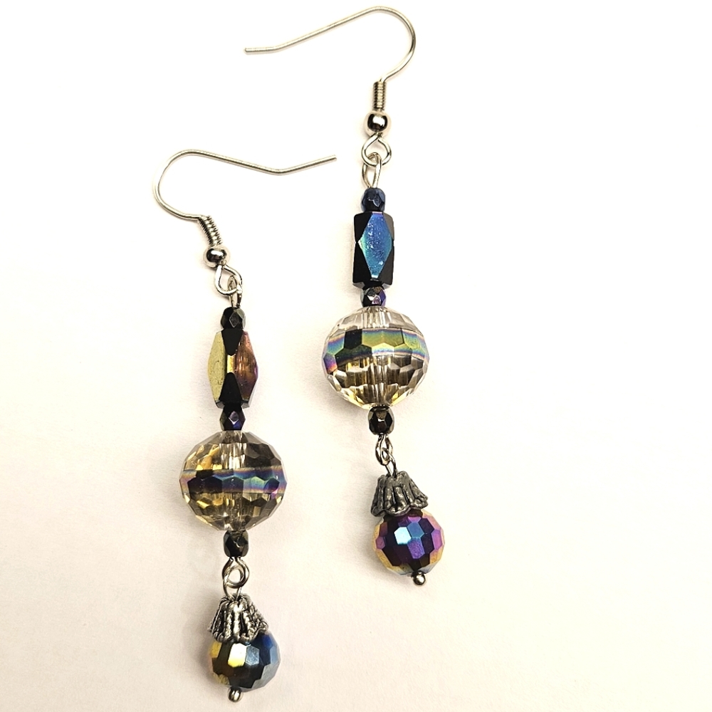 Rainbow Irredescent Luster Beaded Earrings